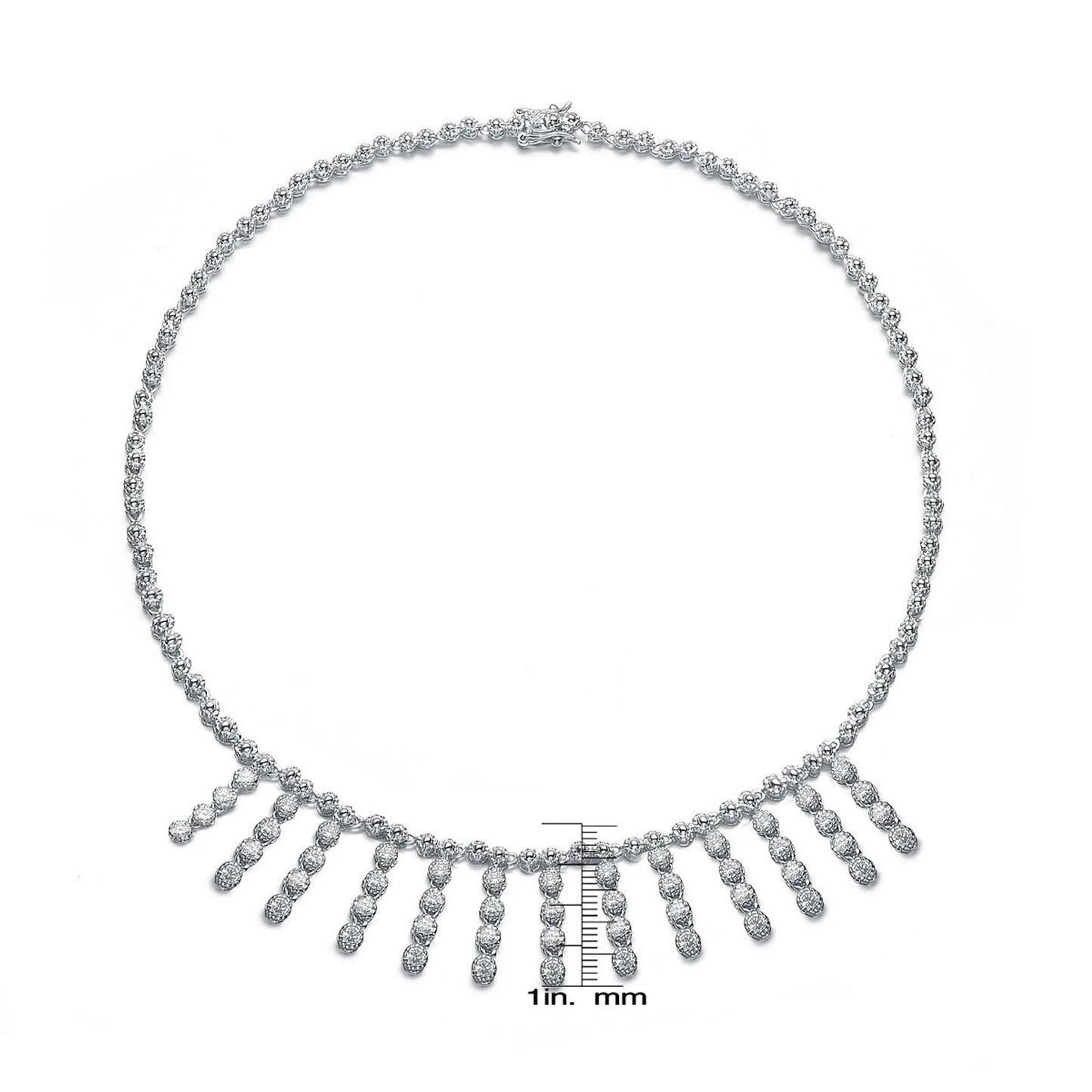 Collette Z Sterling Silver Clear Cubic Zirconia Thirteen Strand Necklace