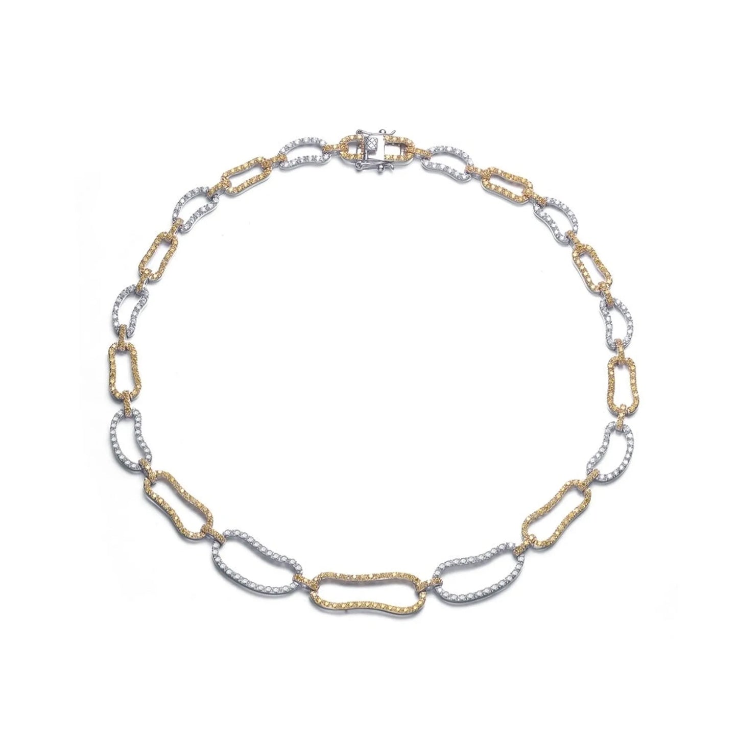 Collette Z Sterling Silver Clear and Yellow Cubic Zirconia Bean Shape Necklace