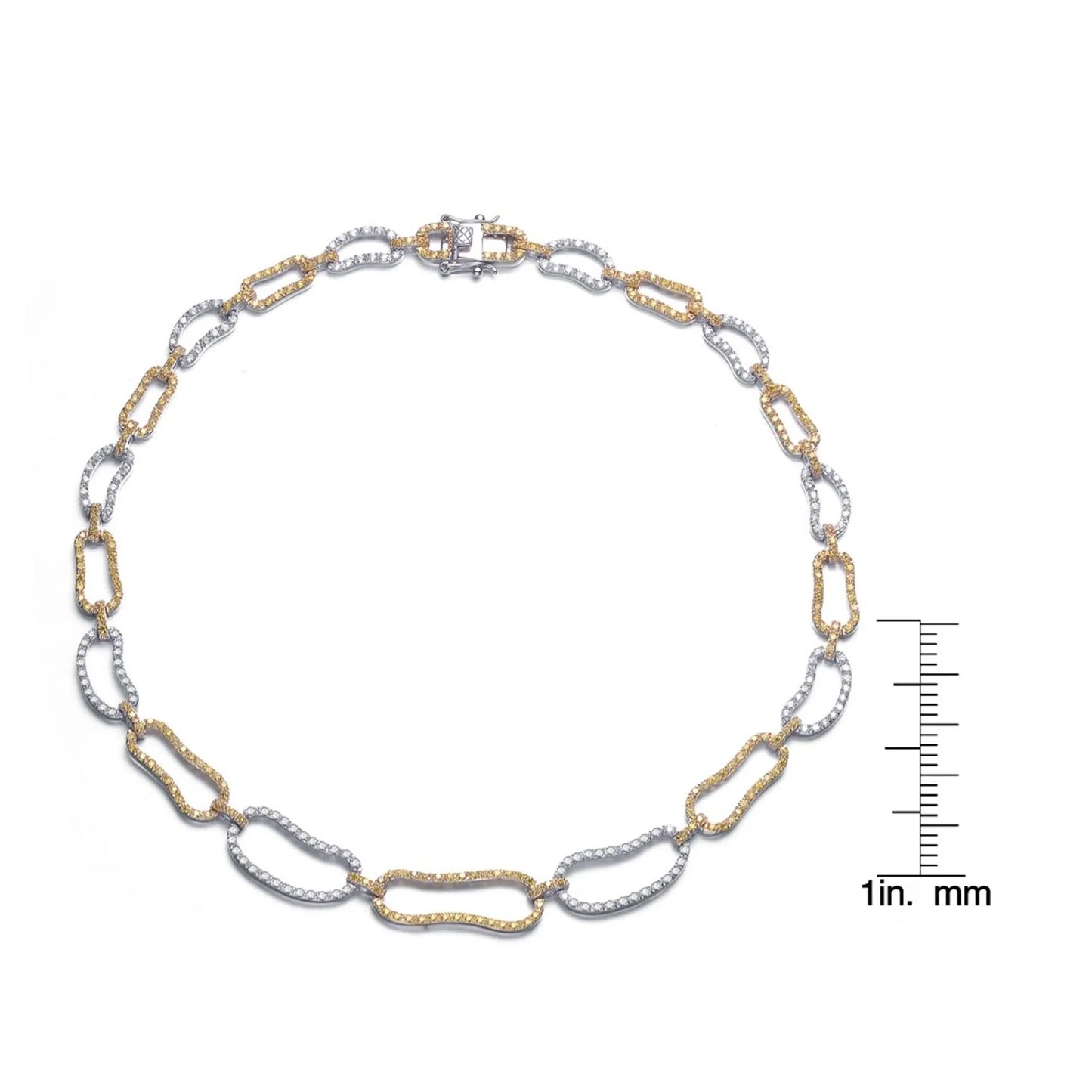 Collette Z Sterling Silver Clear and Yellow Cubic Zirconia Bean Shape Necklace