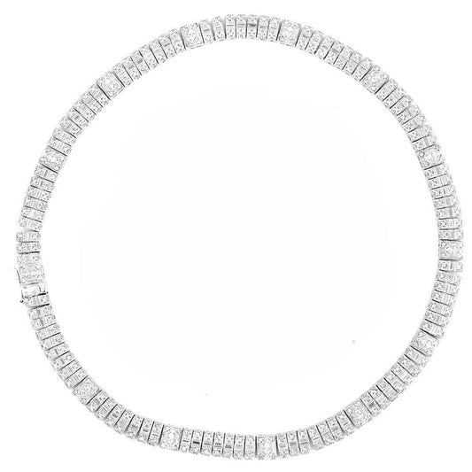 Collete Z Cubic Zirconia Sterling Silver Rhodium Plated Heavy Necklace