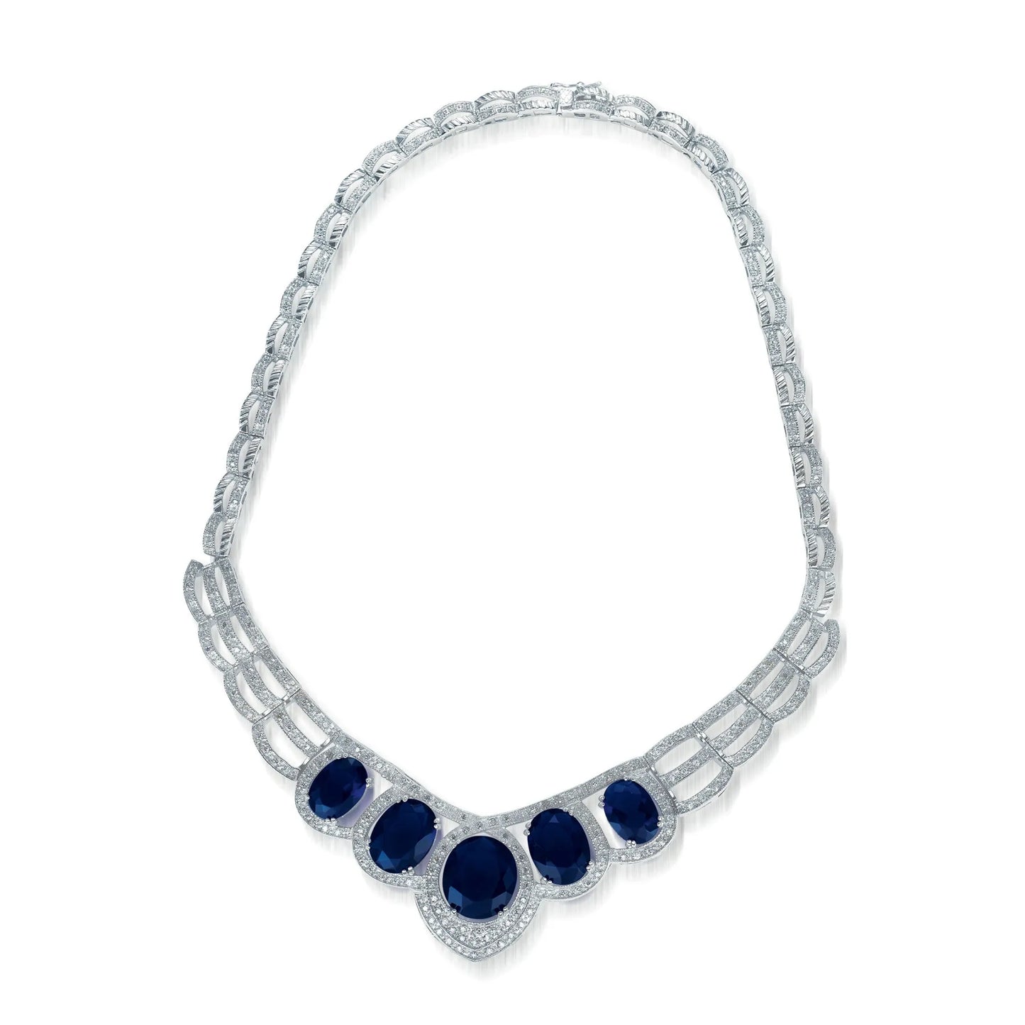 Collette Z Sterling Silver Black and Clear Cubic Zirconia Tribe Necklace