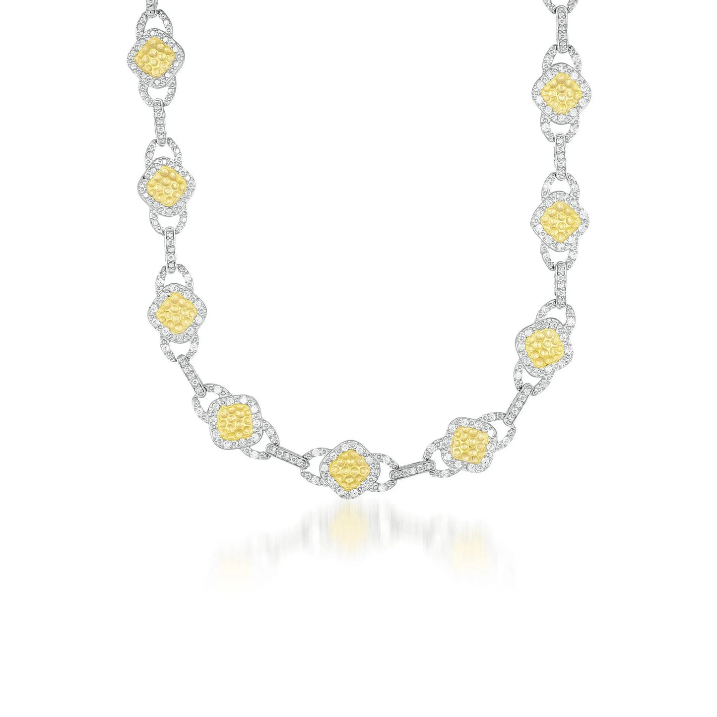 Collette Z Sterling Silver Clear Cubic Zirconia Link Necklace
