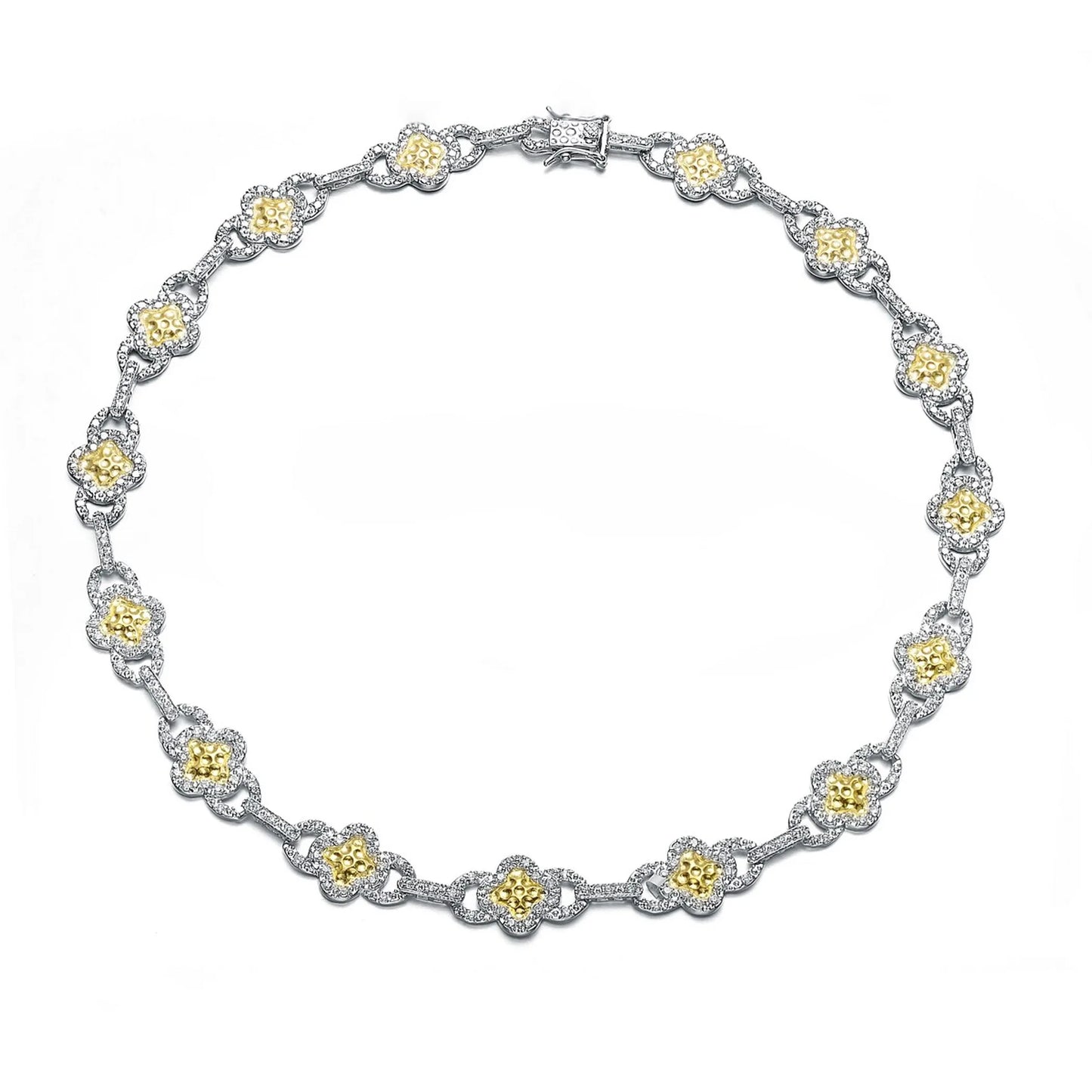 Collette Z Sterling Silver Clear Cubic Zirconia Link Necklace