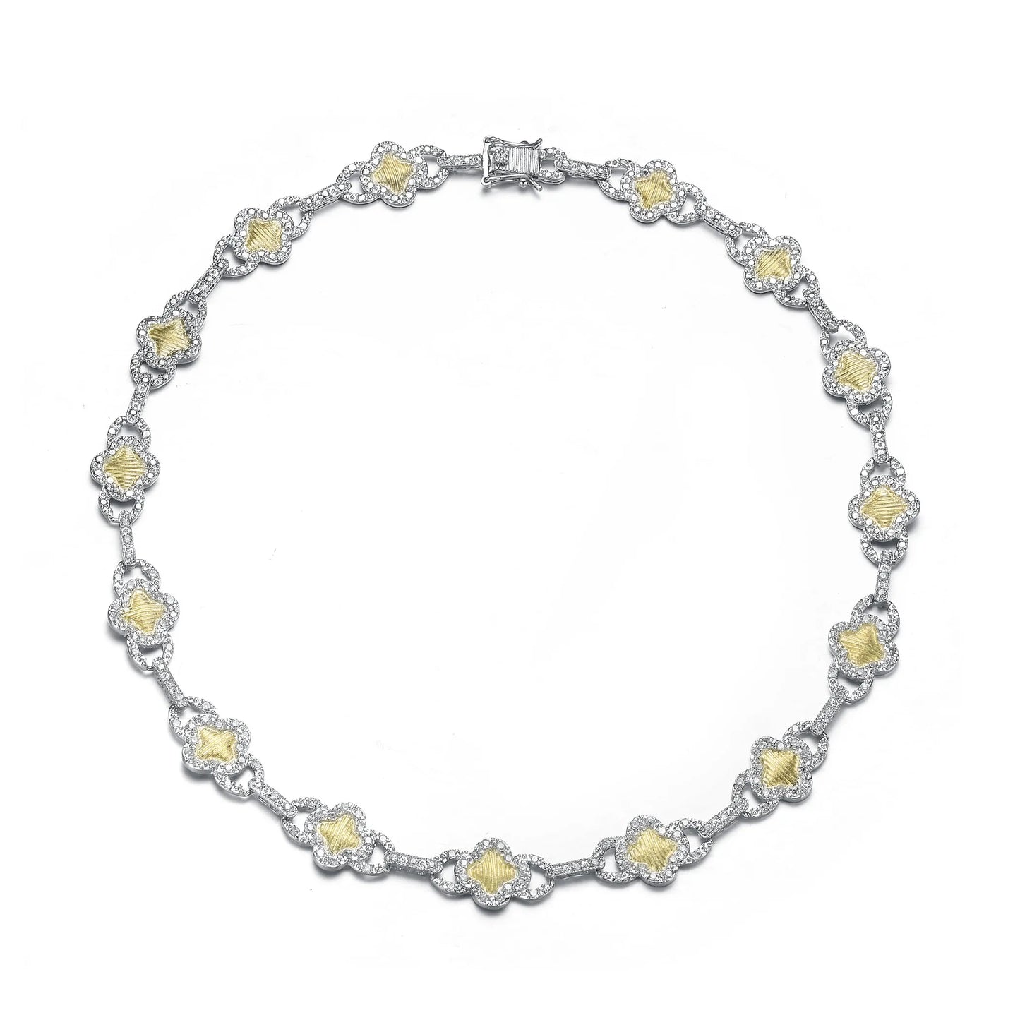 Collette Z Sterling Silver Clear Cubic Zirconia Link Necklace