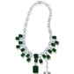 Collette Z C.Z. Sterling Silver Rhodium Plated Heavy Emerald Necklace