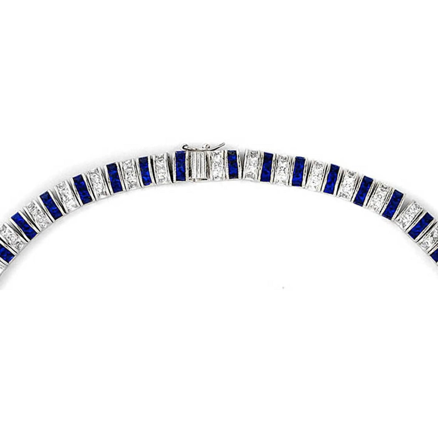 Collette Z Sterling Silver Clear and Green Cubic Zirconia Stripe Necklace