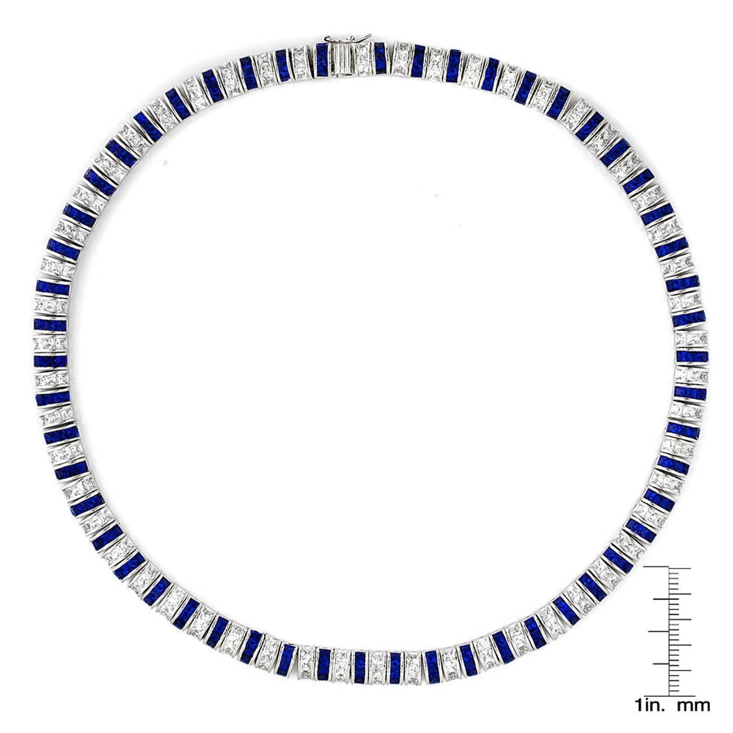 Collette Z Sterling Silver Clear and Red Cubic Zirconia Stripe Necklace