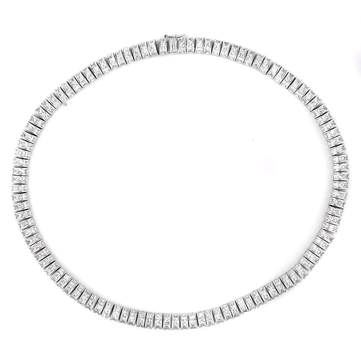 Collette Z Sterling Silver Cubic Zirconia Vertical Wreath Necklace