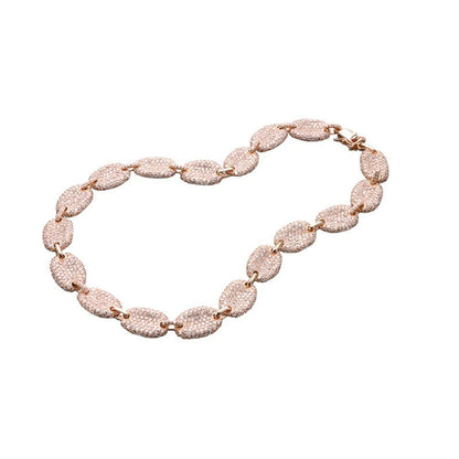 Collette Z C.Z. Sterling Silver Rose Plated Oval Link Necklace