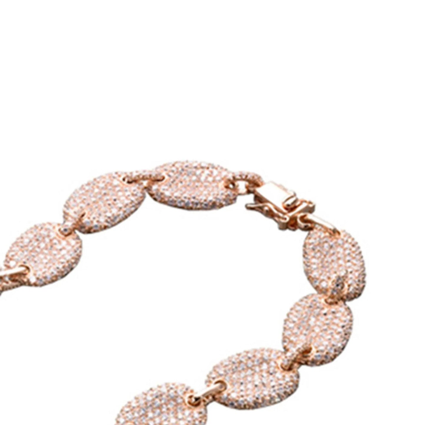 Collette Z C.Z. Sterling Silver Rose Plated Oval Link Necklace