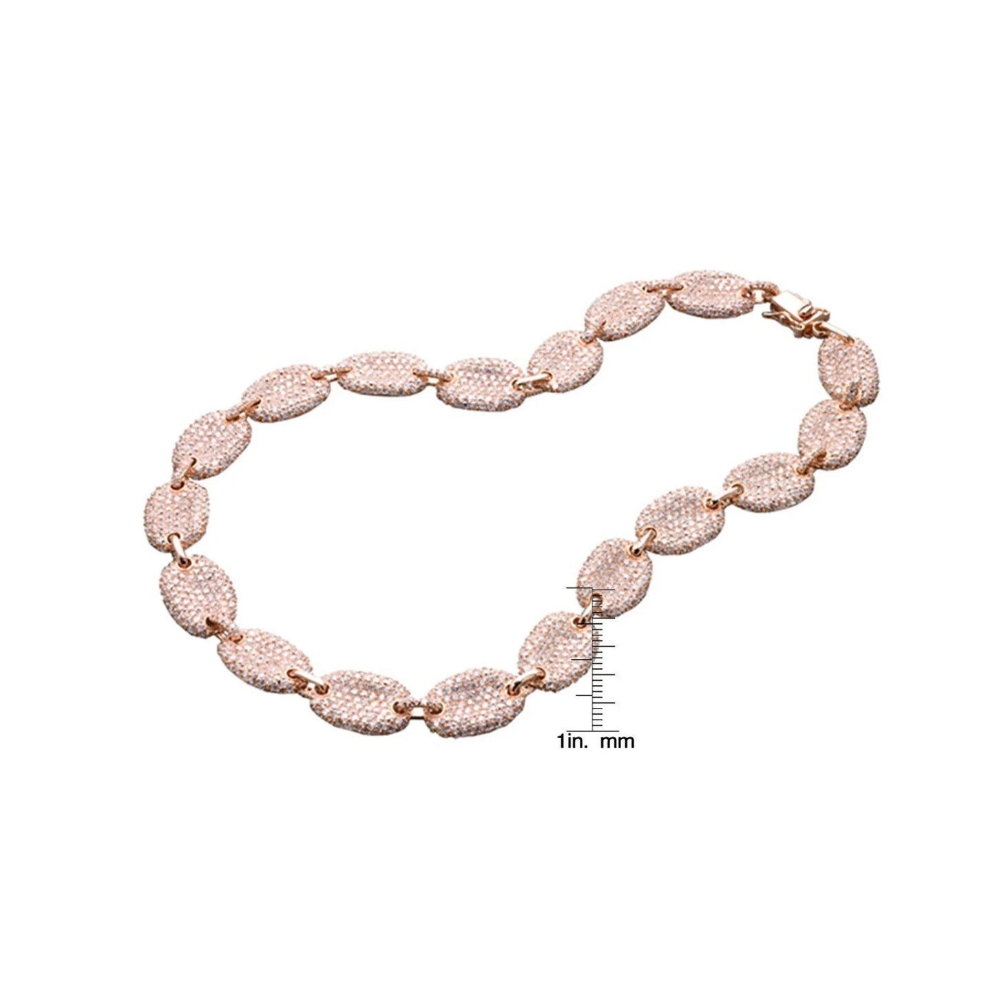 Collette Z C.Z. Sterling Silver Rose Plated Oval Link Necklace