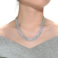 Collette Z Sterling Silver with Rhodium Plated Clear Round Cubic Zirconia Linear Pave Necklace