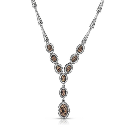 Collette Z Sterling Silver Iridescent Cubic Zirconia Oval Drop Necklace