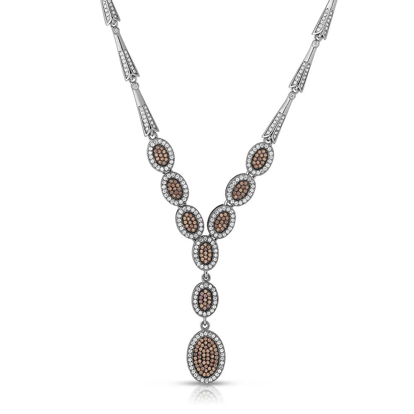 Collette Z Sterling Silver Iridescent Cubic Zirconia Oval Drop Necklace