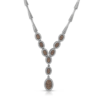 Collette Z Sterling Silver Iridescent Cubic Zirconia Oval Drop Necklace