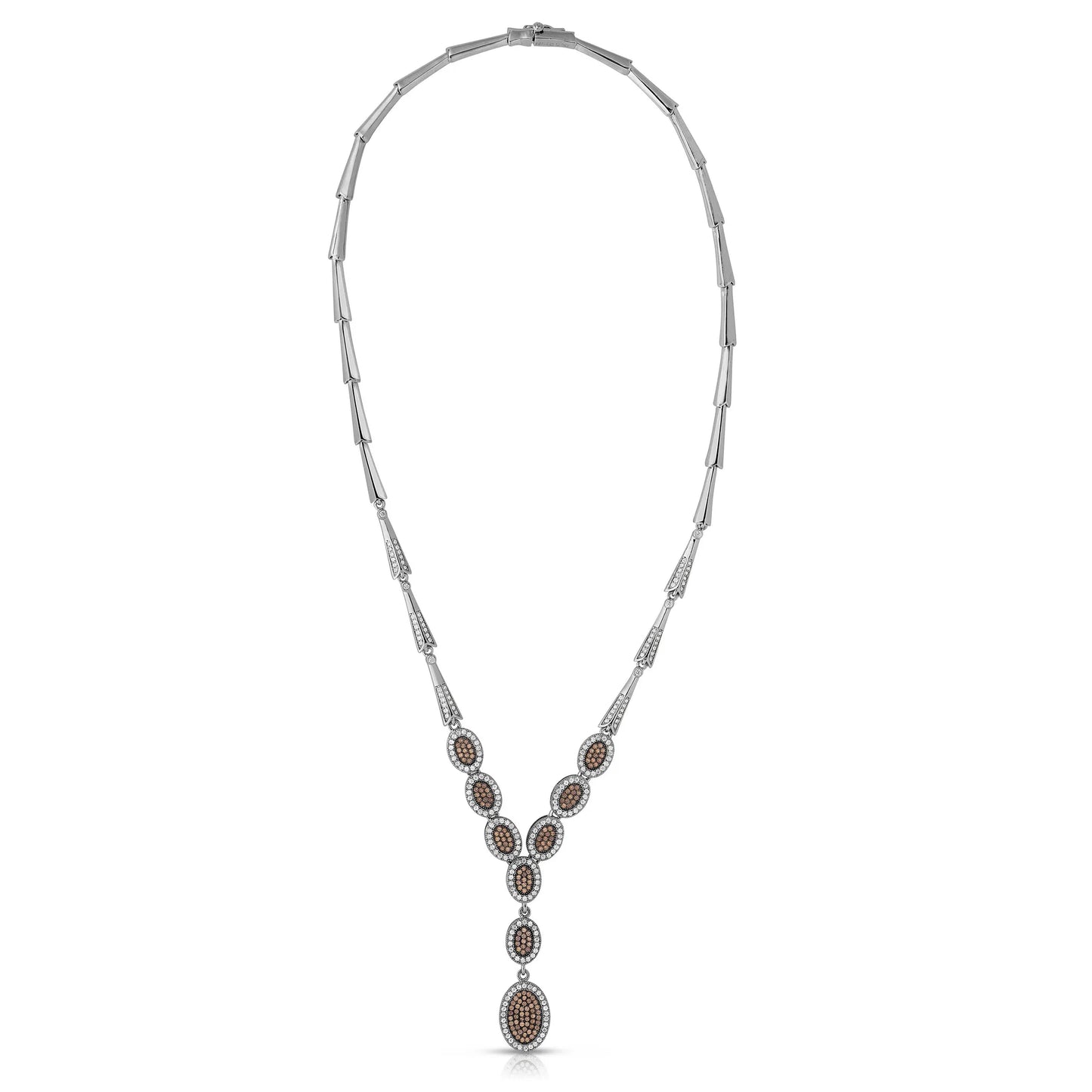 Collette Z Sterling Silver Iridescent Cubic Zirconia Oval Drop Necklace
