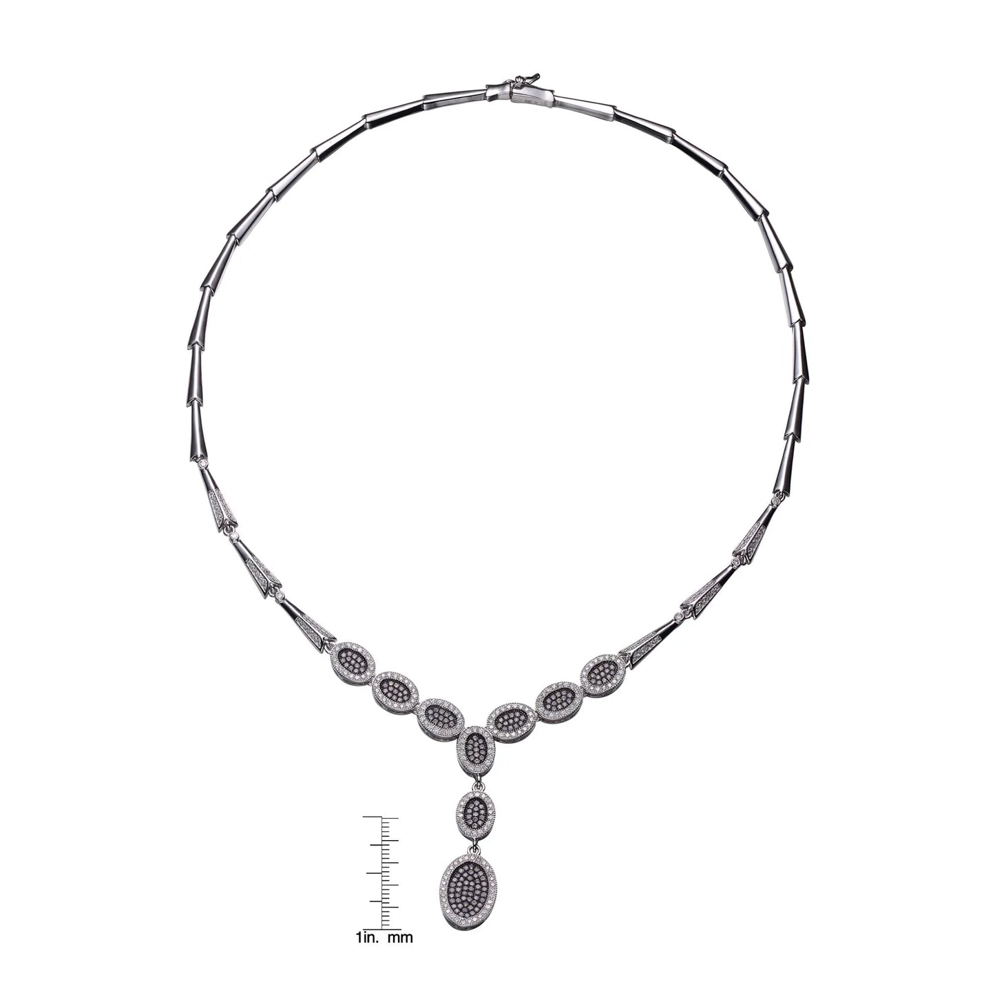 Collette Z Sterling Silver Iridescent Cubic Zirconia Oval Drop Necklace