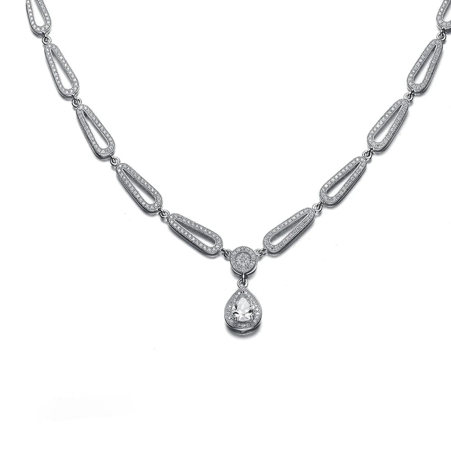 Collette Z Sterling Silver Cubic Zirconia Pear Drop Necklace