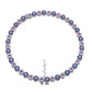 Collette Z C.Z. Sterling Silver Rhodium Plated Sapphire And Blue Topaz Flower Shape Necklace