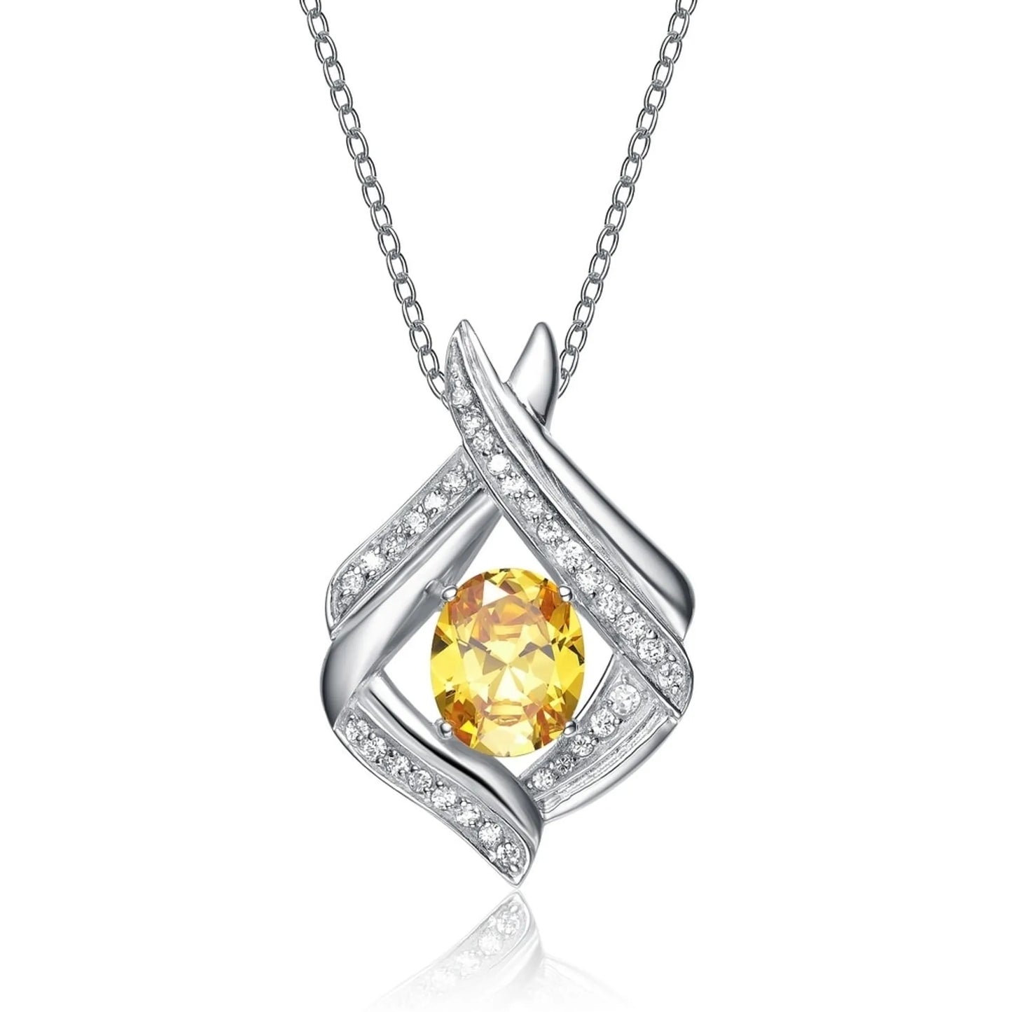 Collette Z Sterling Silver White Cubic Zirconia Yellow Cubic Zirconia Pendant