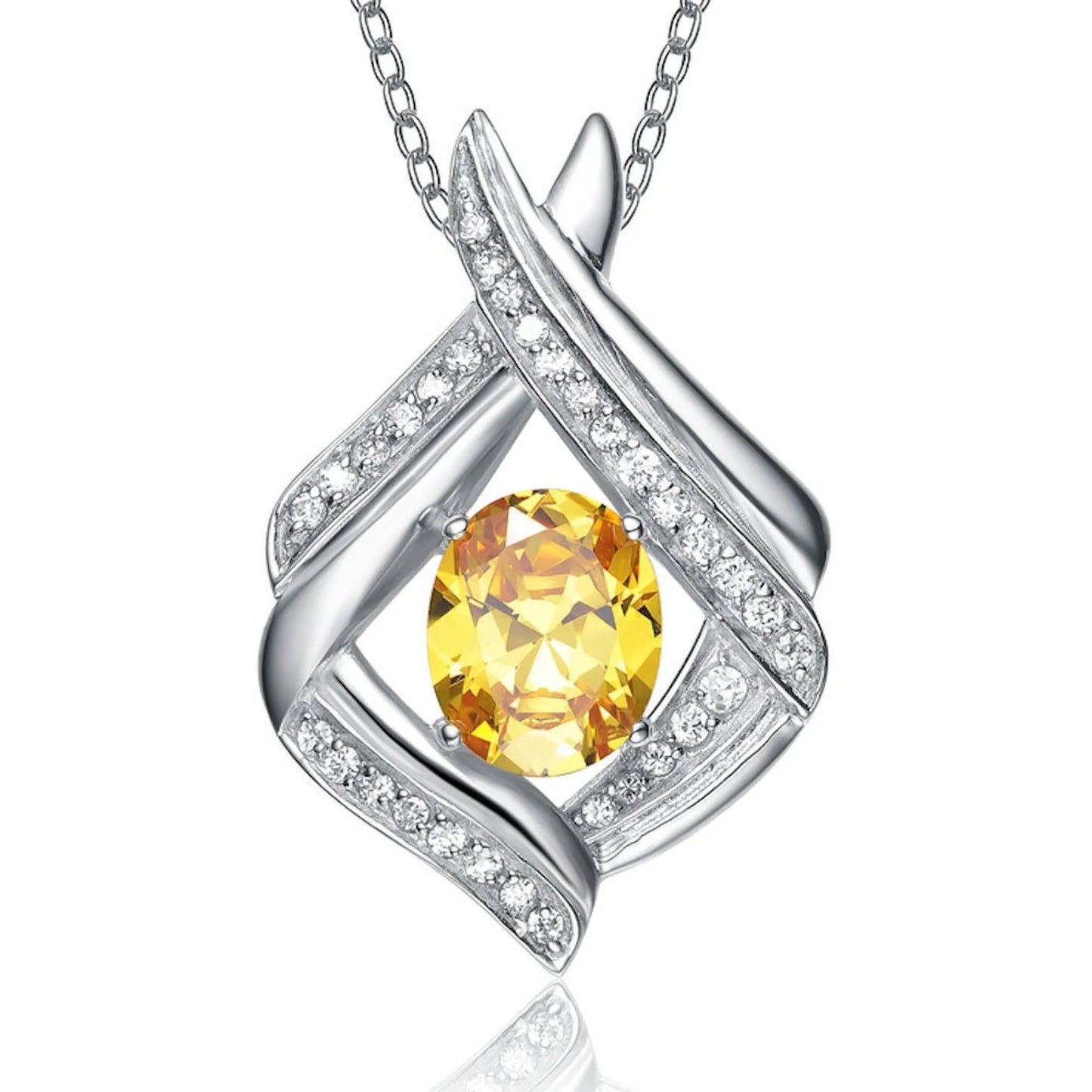 Collette Z Sterling Silver White Cubic Zirconia Yellow Cubic Zirconia Pendant