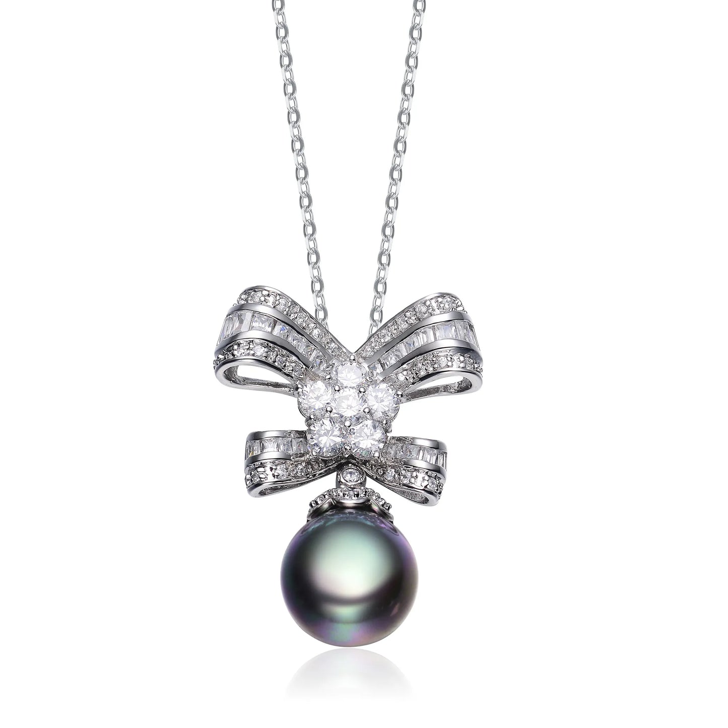 Collette Z Sterling Silver White Cubic Zirconia Pearl Pendant