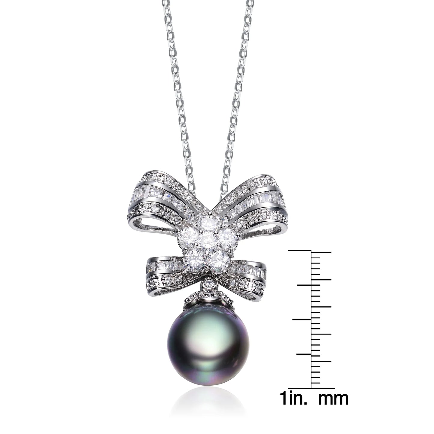 Collette Z Sterling Silver White Cubic Zirconia Pearl Pendant