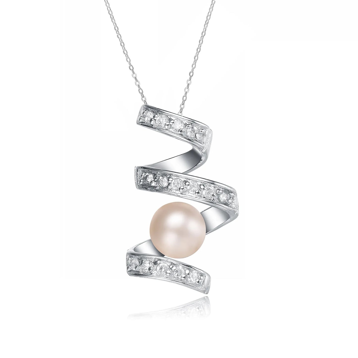 Collette Z Sterling Silver White Cubic Zirconia Pearl Pendant