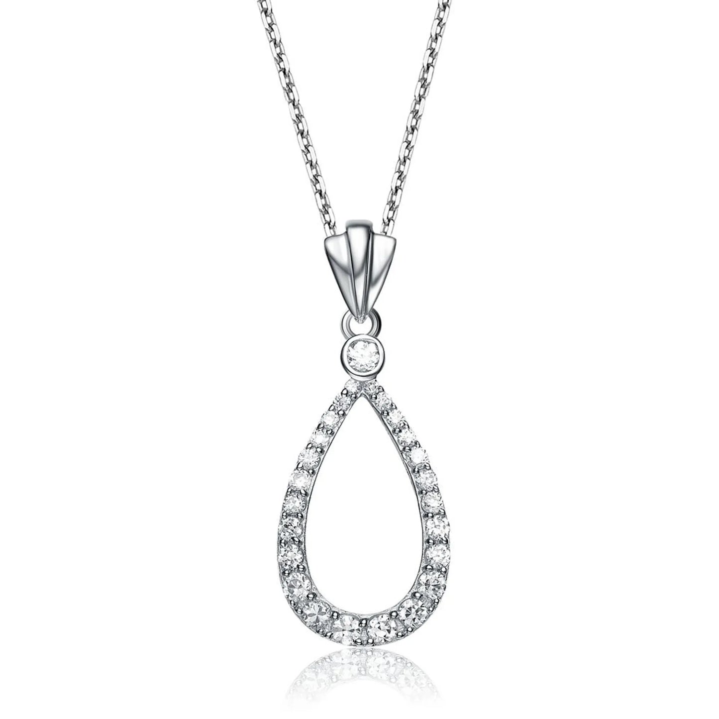 Collette Z Sterling Silver Cubic Zirconia Pear Drop Necklace