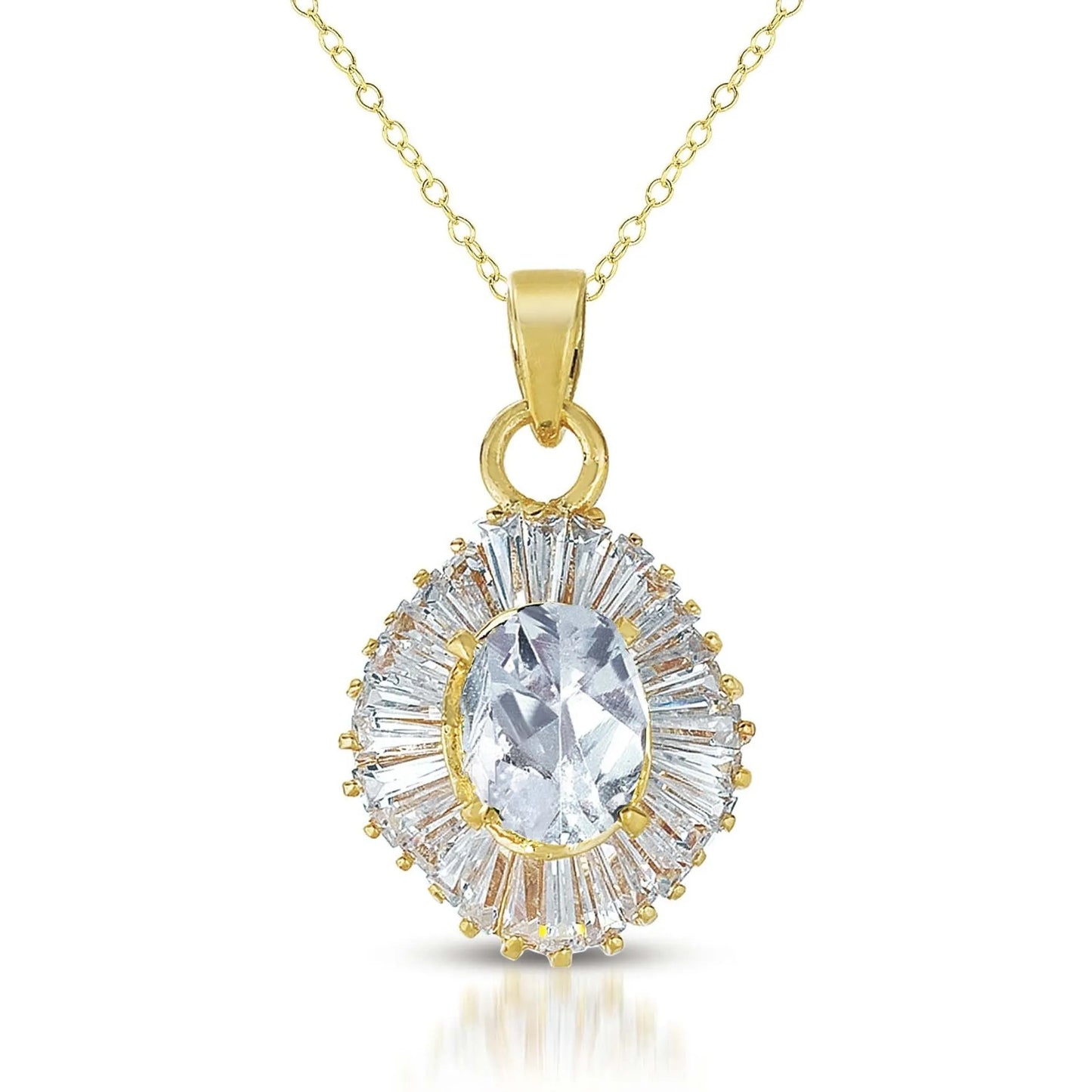 Collette Z Sterling Silver White Cubic Zirconia and Gold Plating Clear Pendant