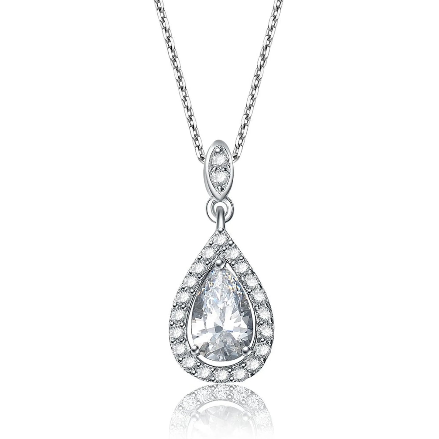 Collette Z Sterling Silver Cubic Zirconia Pear Drop Necklace