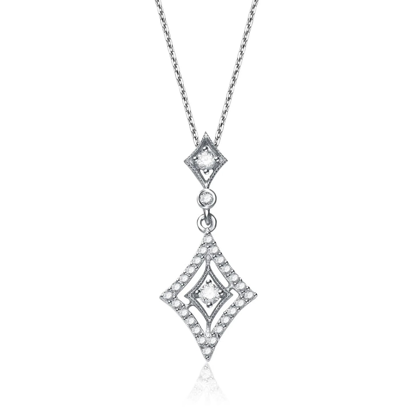 Collette Z Sterling Silver Cubic Zirconia Diamond-shape Drop Necklace