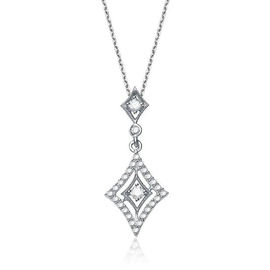 Collette Z Sterling Silver Cubic Zirconia Diamond-shape Drop Necklace
