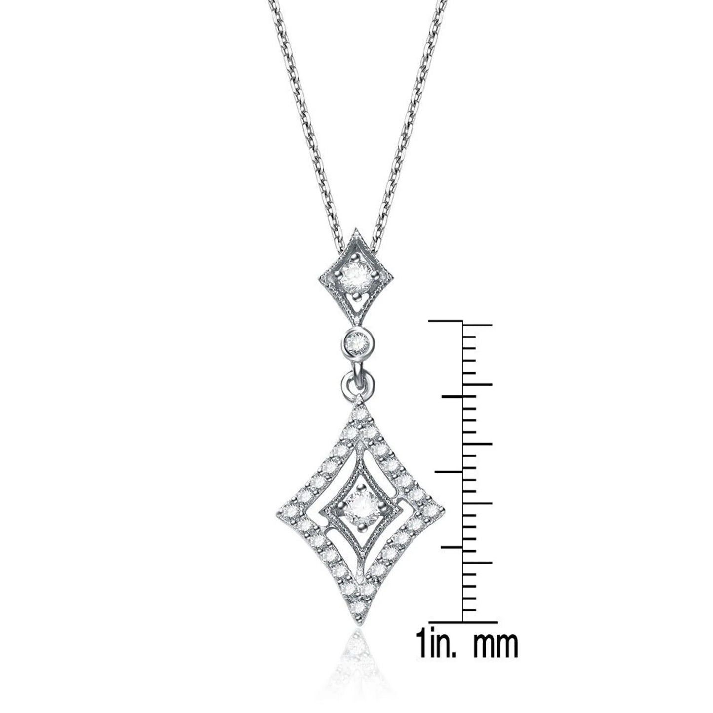 Collette Z Sterling Silver Cubic Zirconia Diamond-shape Drop Necklace