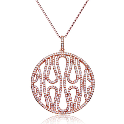 Collette Z Rose-plated Sterling Silver Cubic Zirconia Round Lace Design Pendant