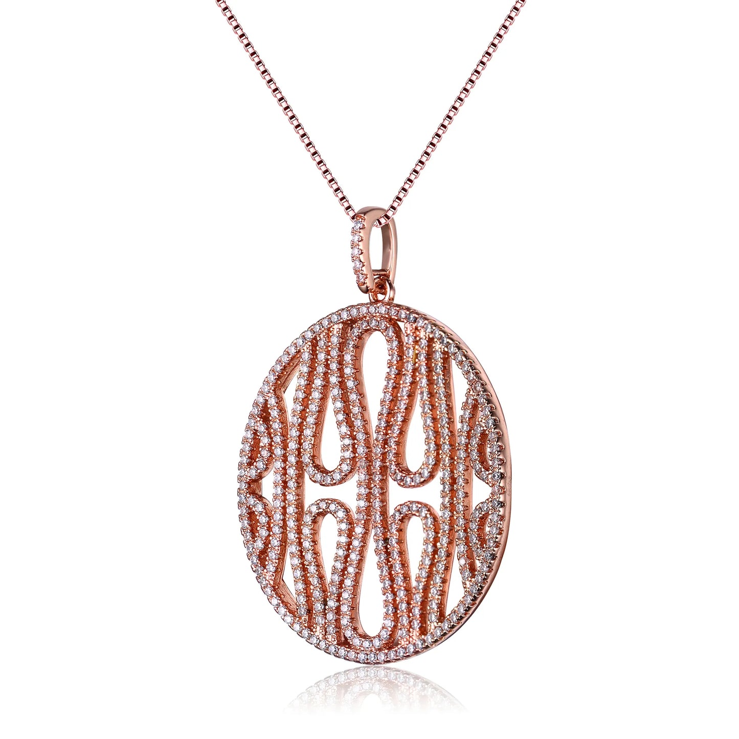 Collette Z Rose-plated Sterling Silver Cubic Zirconia Round Lace Design Pendant