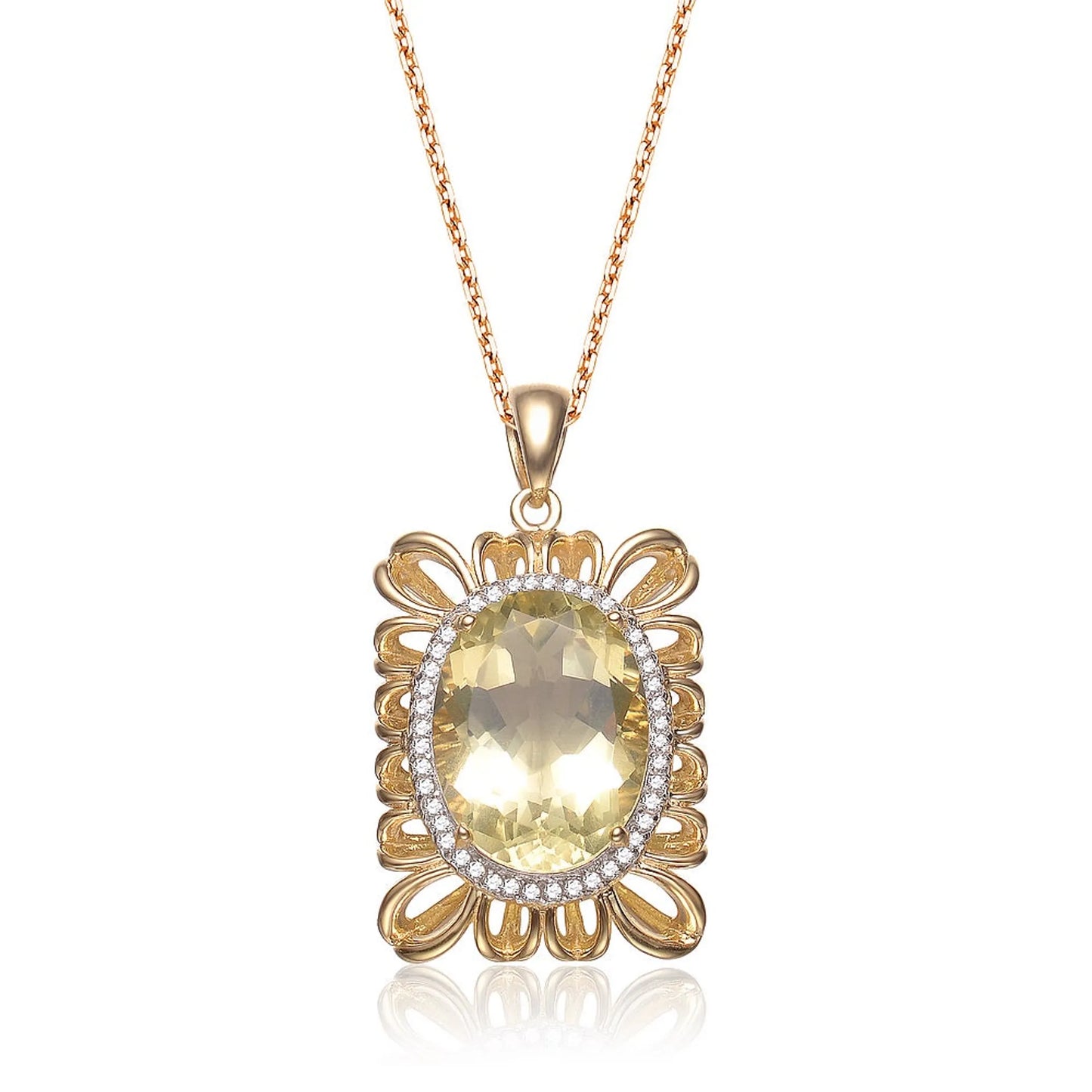 Collette Z Sterling Silver White Cubic Zirconia and Gold Plating Clear Pendant