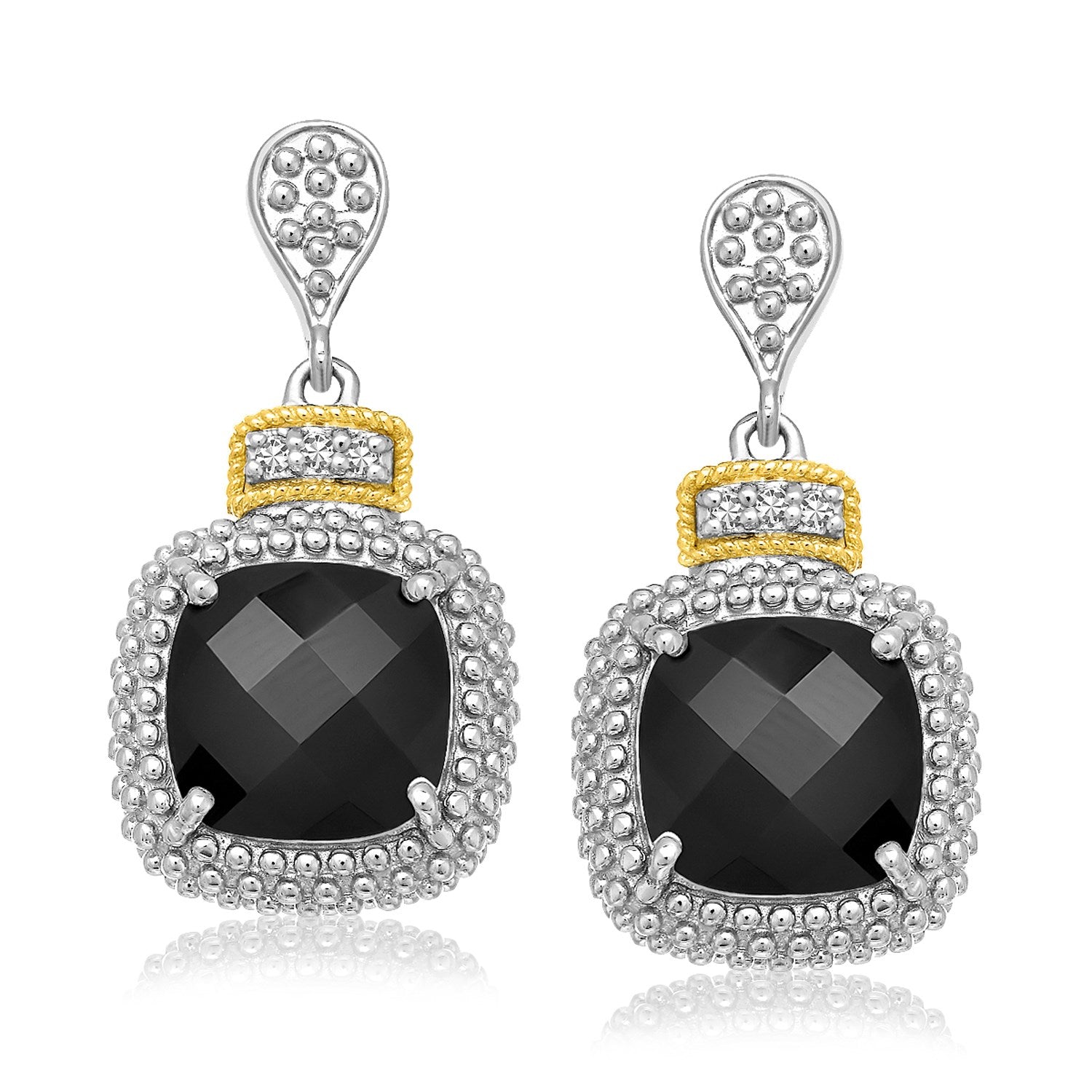 18K Yellow Gold & Sterling Silver Black Onyx & Diamond