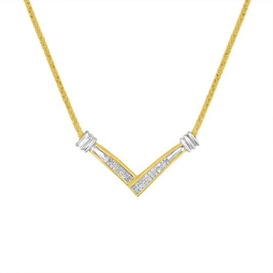 Gold "V" Shape Necklace  - Color: White gold