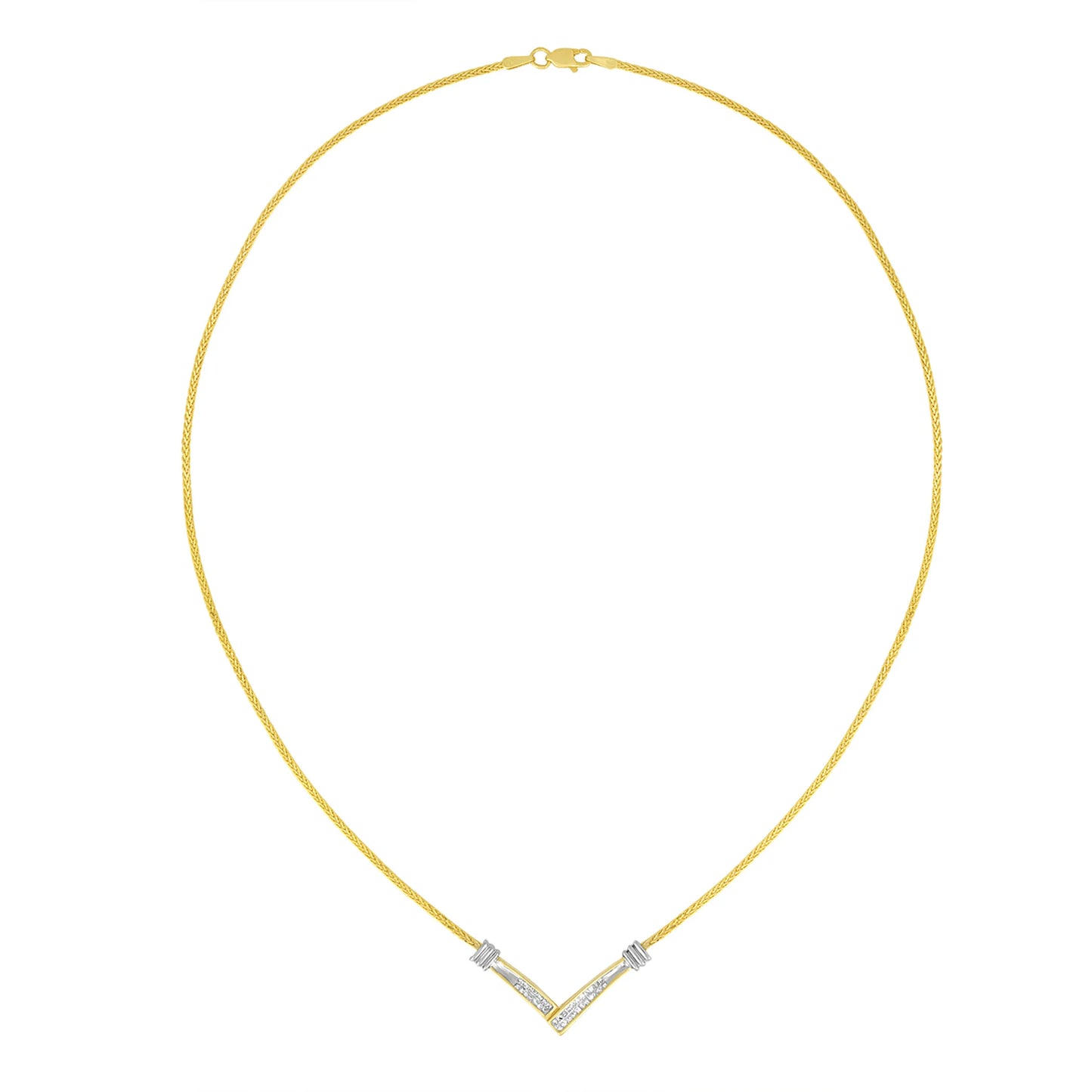 Gold "V" Shape Necklace  - Color: White gold