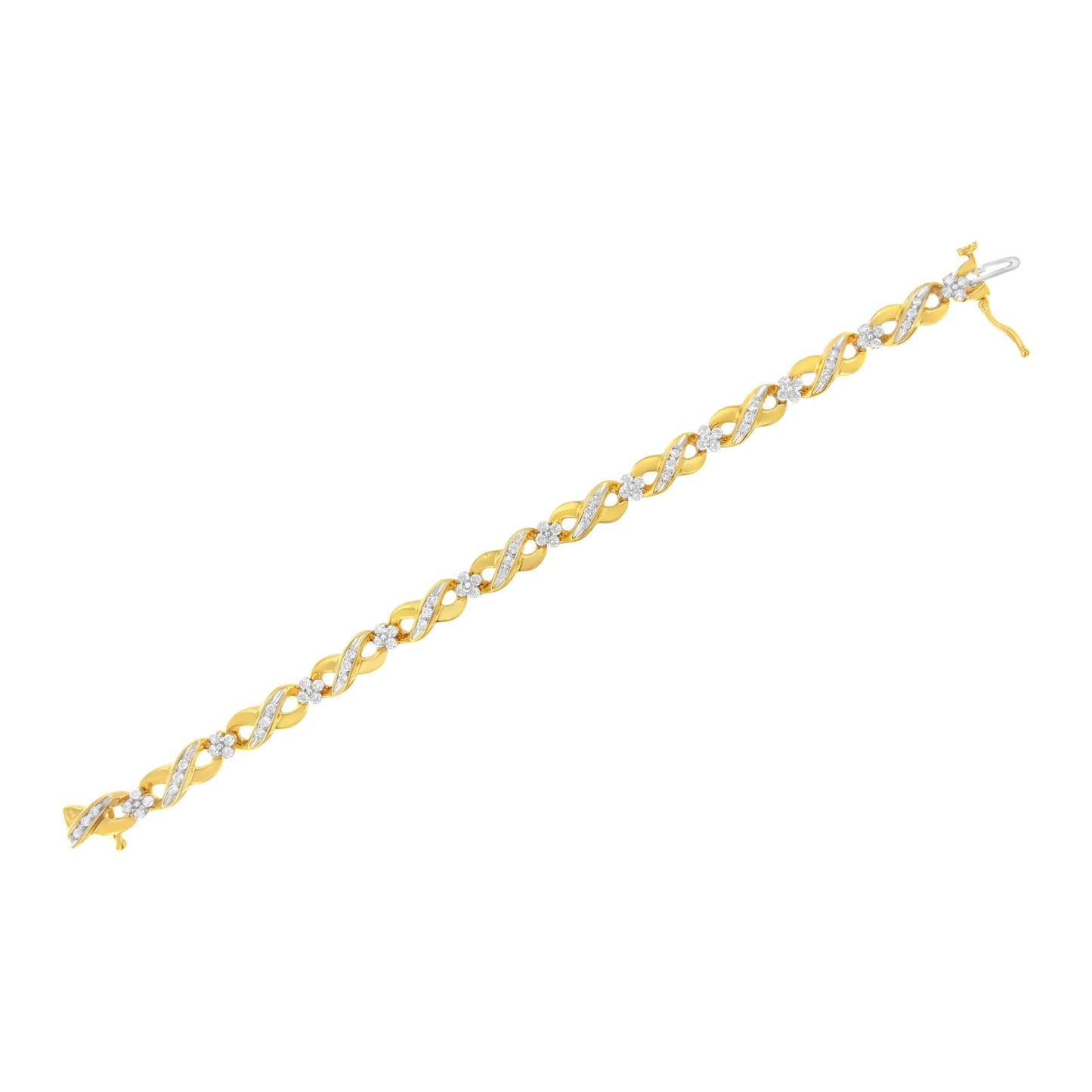 10 Karat Yellow Gold 1 CTTW Round Cut Diamond Infinite Love Bracelet