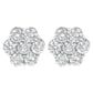 .925 Sterling Silver 2 Carat Total Weight Floral Composite 7 Stone Diamond Stud Earring