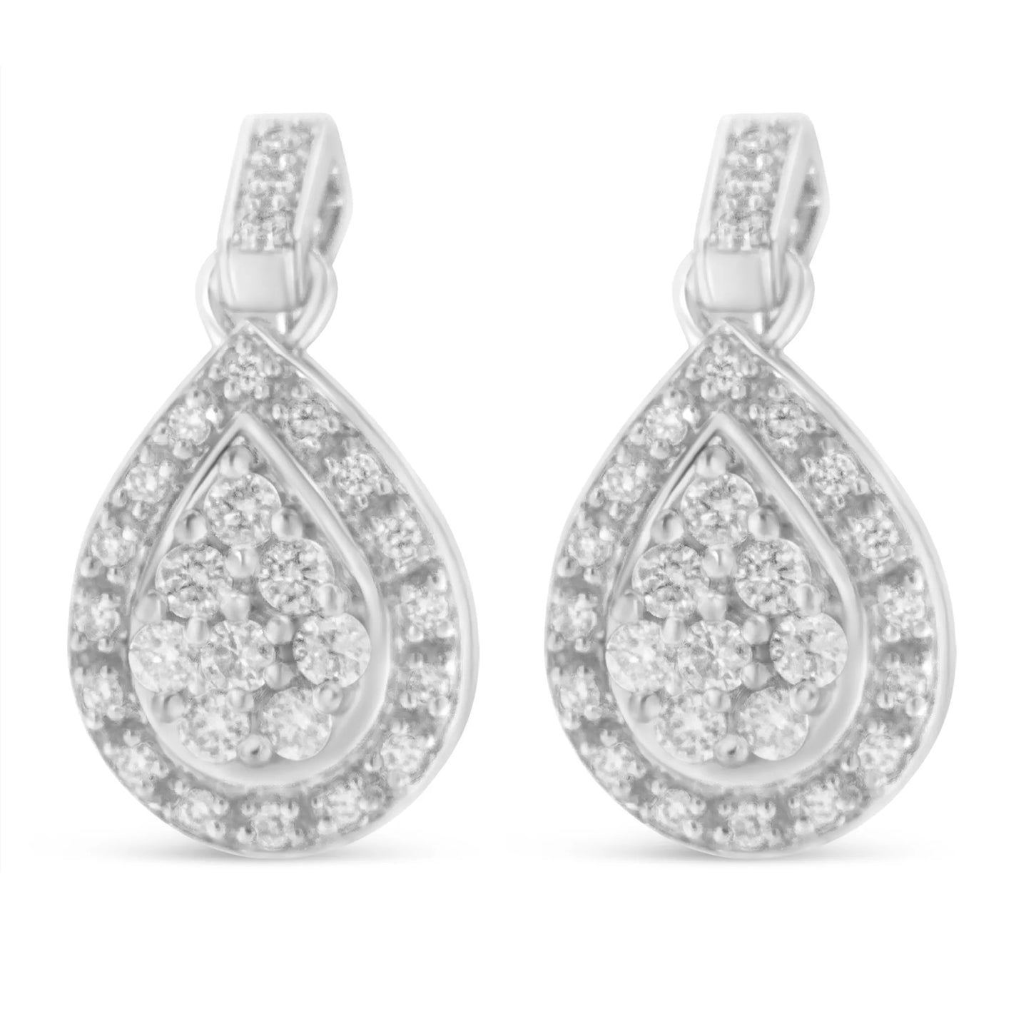 10 Karat White Gold 3/4 CTTW Round Cut Diamond Earrings