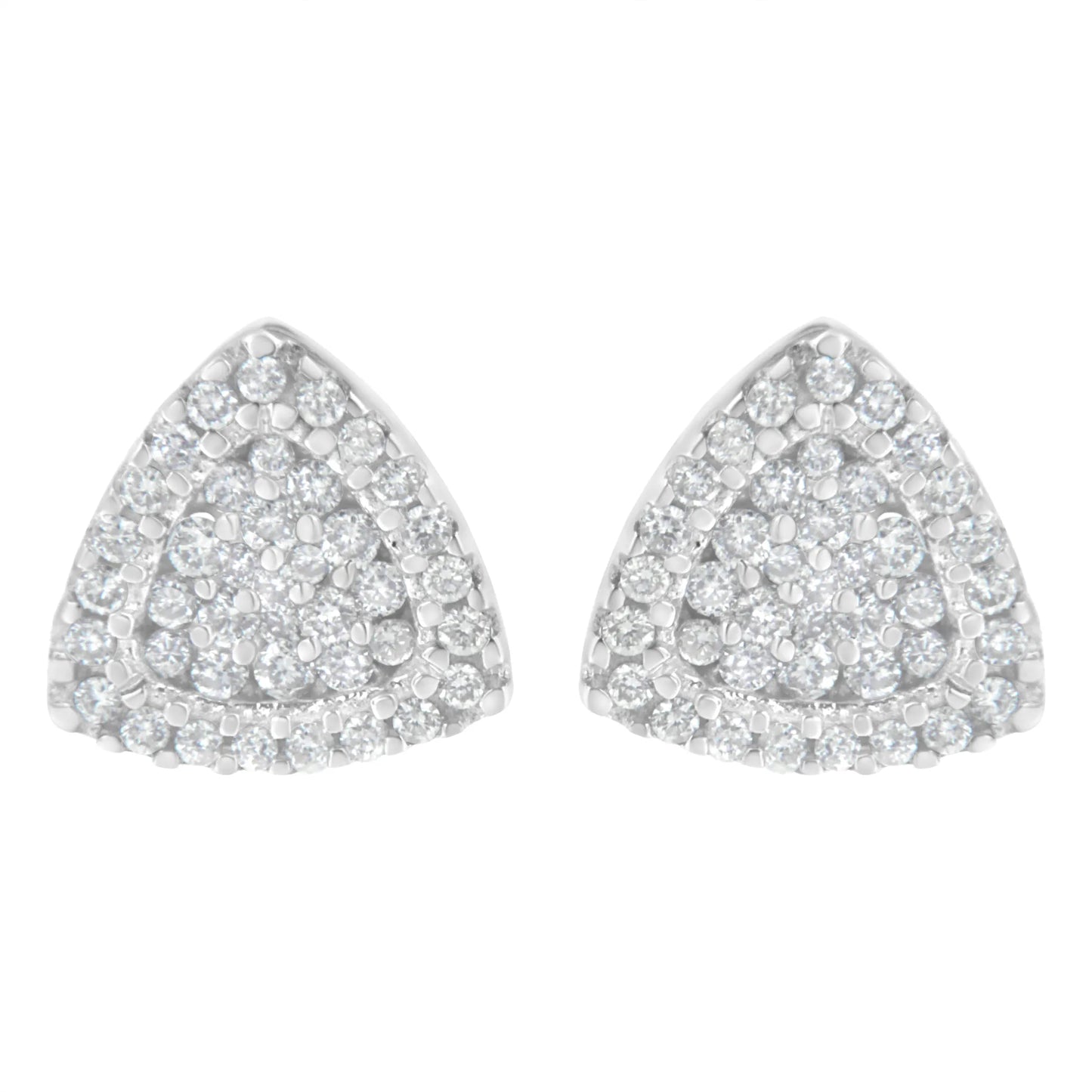14 Karat White Gold 1/2 CTTW Trillion Shaped Diamond Stud Earrings