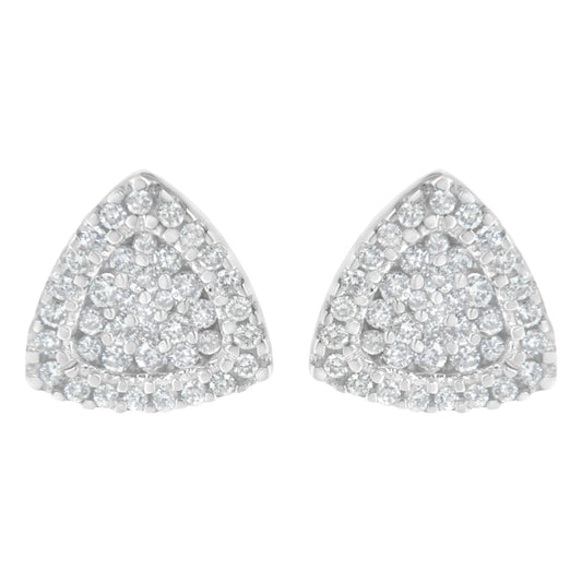 14 Karat White Gold 1/2 CTTW Trillion Shaped Diamond Stud Earrings