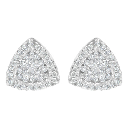 14 Karat White Gold 1/2 CTTW Trillion Shaped Diamond Stud Earrings