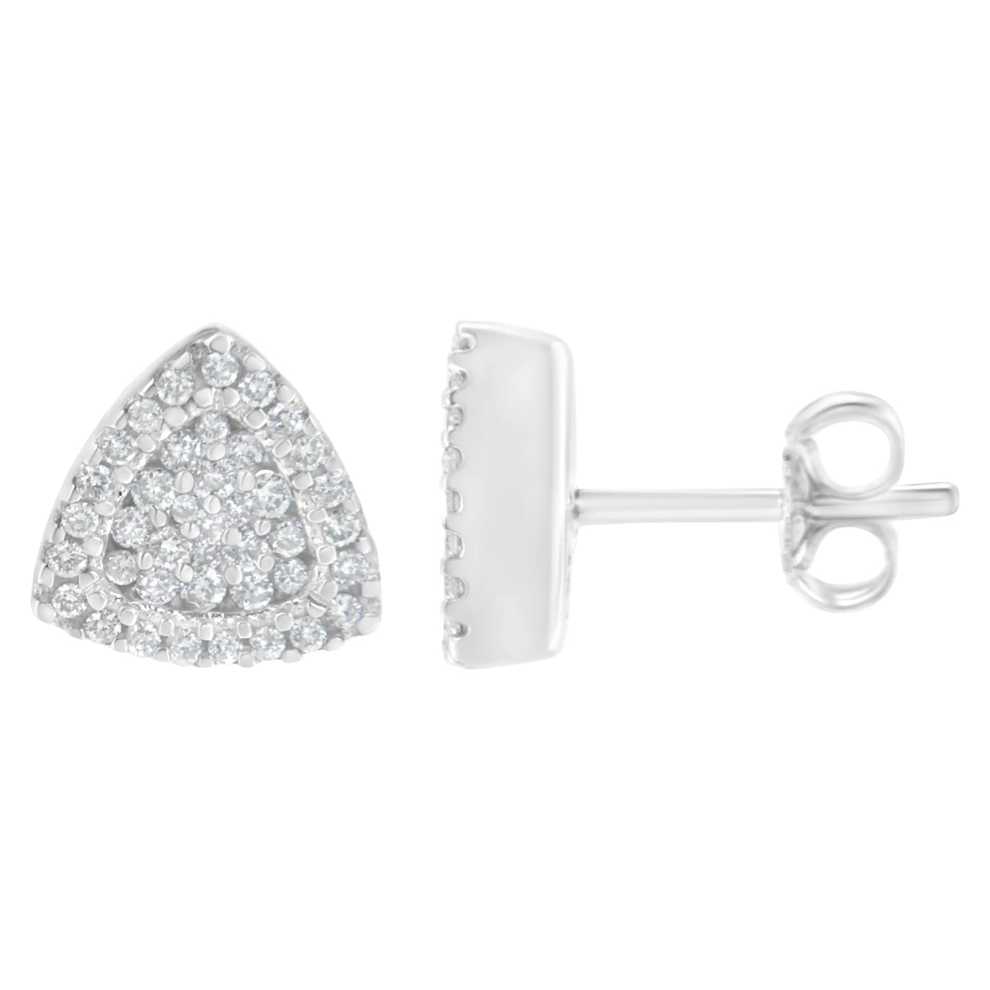 14 Karat White Gold 1/2 CTTW Trillion Shaped Diamond Stud Earrings