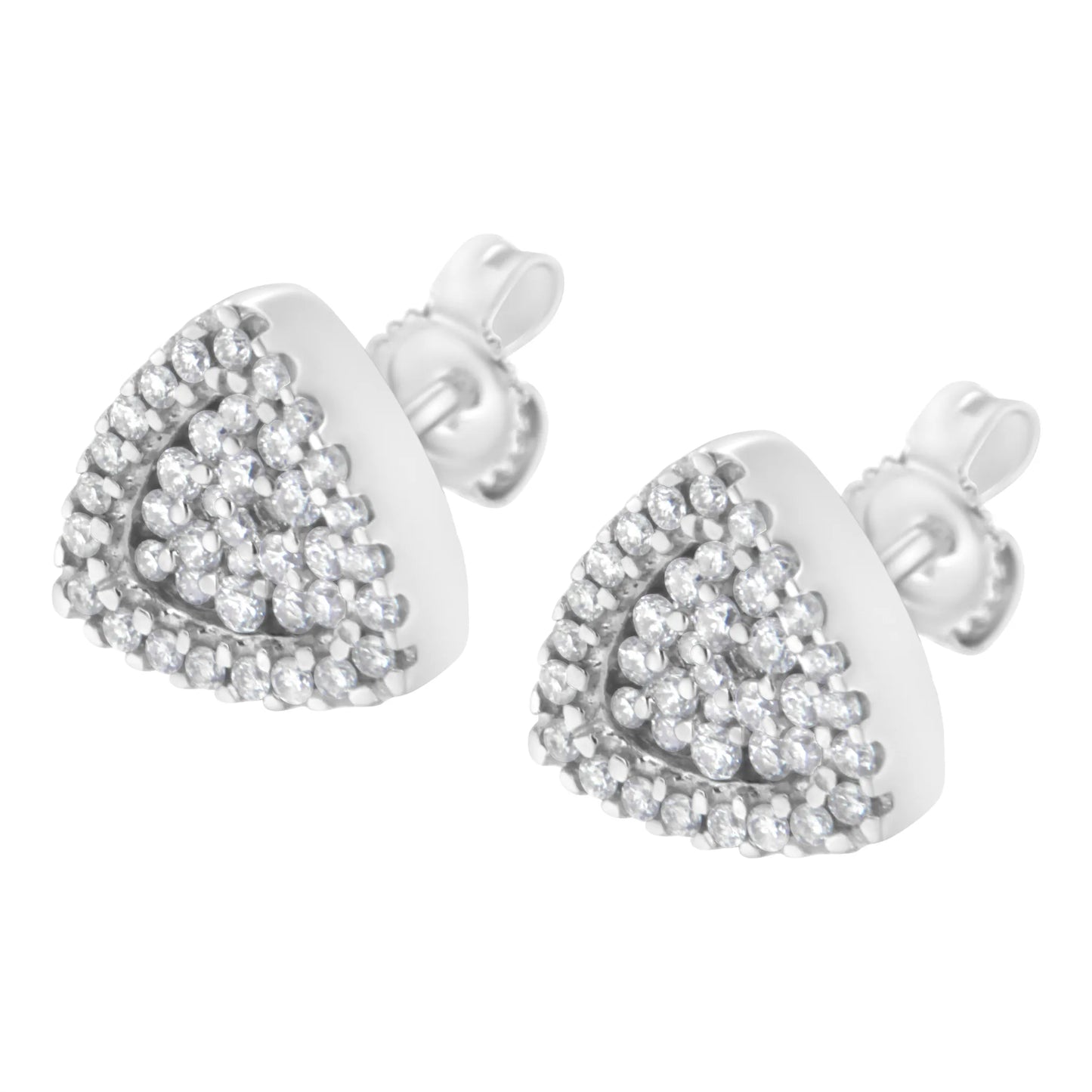 14 Karat White Gold 1/2 CTTW Trillion Shaped Diamond Stud Earrings
