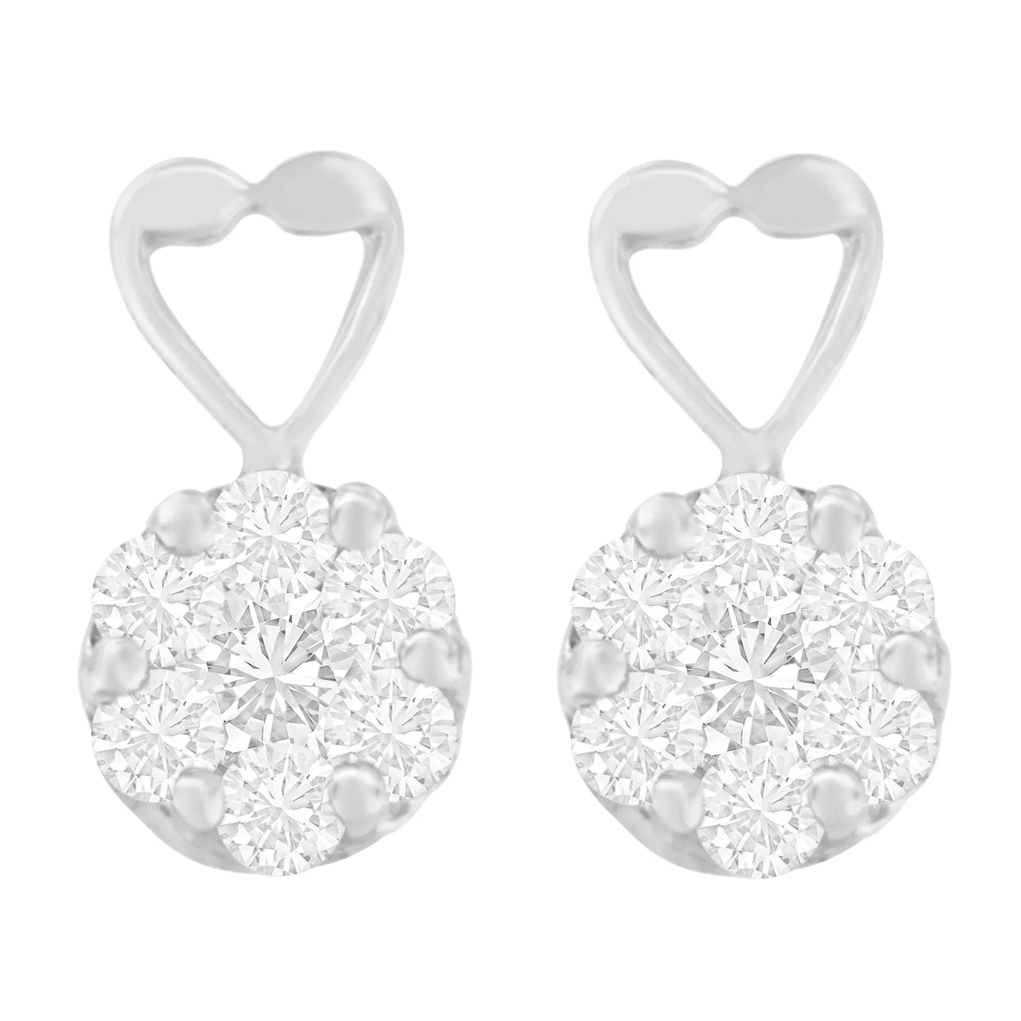 14 Karat White Gold 1 1/4 ct. Total Diamond Weight Round-cut Diamond Earrings