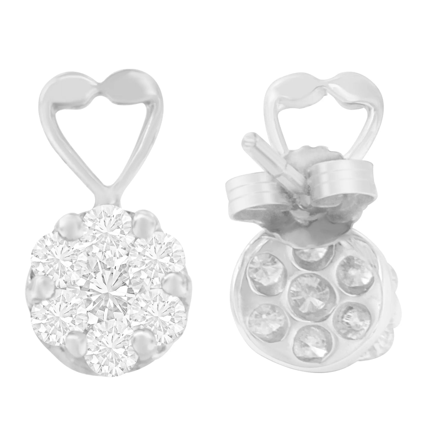 14 Karat White Gold 1 1/4 ct. Total Diamond Weight Round-cut Diamond Earrings